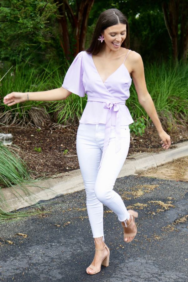 smile and wink lavender top