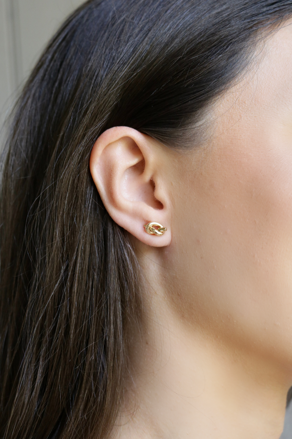 love knot gold stud earrings