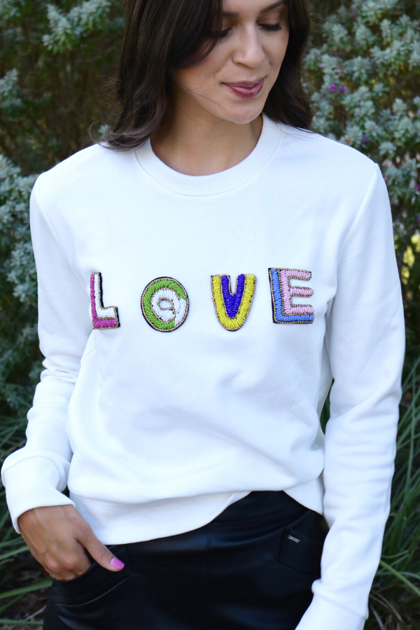 love sealed beaded sweatshirt
