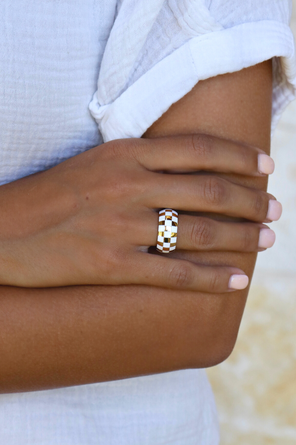 true feelings white and gold ring